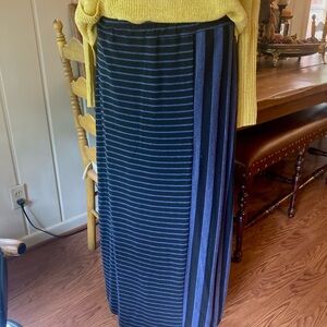 Habitat Black and Gray Striped Maxi Skirt LG
